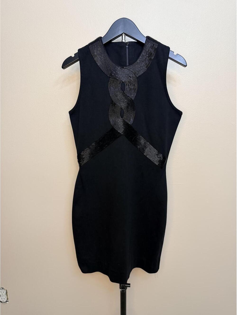 Vintage Outlander Black Beaded Dress Women’s Sleeveless Bodycon Dress Size S